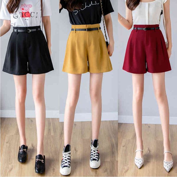 women's shorts summer wide leg for women red yellow or black high waist belt korean style casual femme f5vc, White;black
women's shorts summer wide leg for women red yellow or black high waist belt korean style casual femme f5vc, White;black