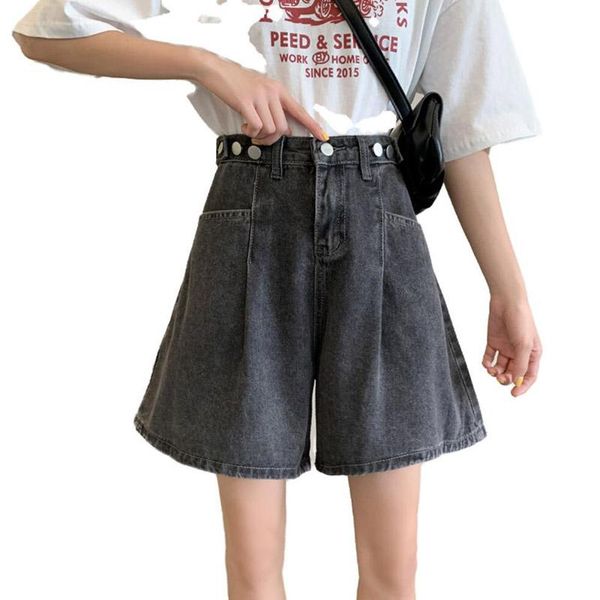 women's shorts vintage chic button female denim high waist loose wide leg jeans for women 2021 summer streetwear, White;black
women's shorts vintage chic button female denim high waist loose wide leg jeans for women 2021 summer streetwear, White;black