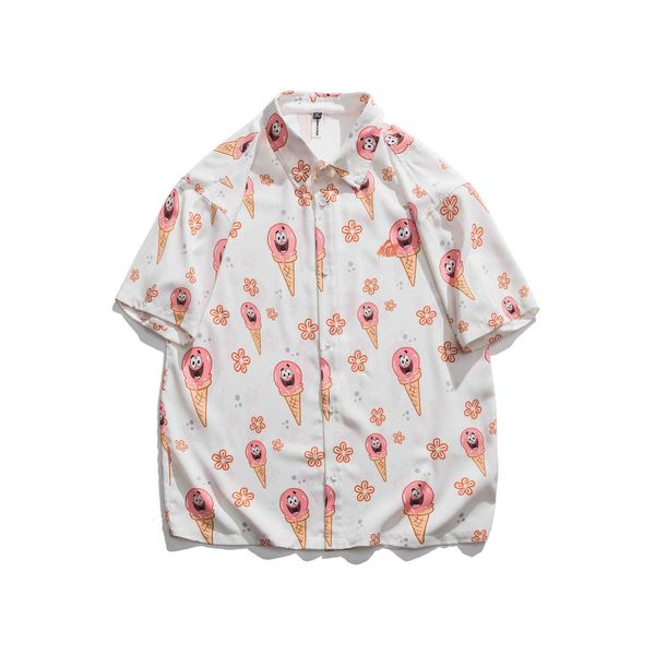 fashion shirt short sleeve men's summer street trend beach fresh cartoon ice cream print loose couple, White;black
fashion shirt short sleeve men's summer street trend beach fresh cartoon ice cream print loose couple, White;black