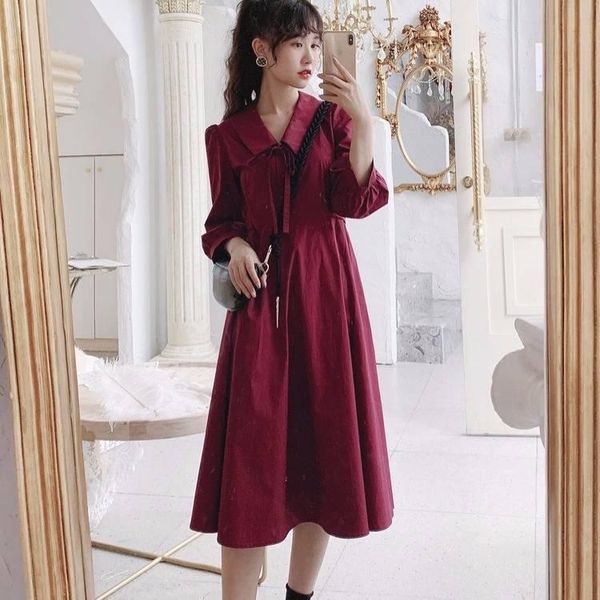 casual dresses 2021 spring summer women solid elegant all-match ladies lace up bow sweet french style v-neck a-line dress vestidos a14, Black;gray 
casual dresses 2021 spring summer women solid elegant all-match ladies lace up bow sweet french style v-neck a-line dress vestidos a14, Black;gray