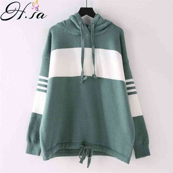 women sweaters fall fahion hooded pullover and knitwear long sleeve green patchwork pull jumper korean style women 210430, White;black
women sweaters fall fahion hooded pullover and knitwear long sleeve green patchwork pull jumper korean style women 210430, White;black
