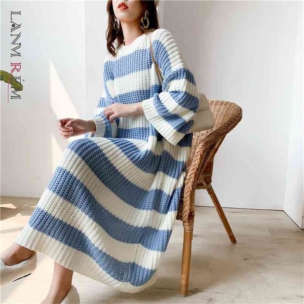 lanmrem stripe crew neck pullover sweater women autumn winter loose vintage long knit dress female pc442 210806, White;black
lanmrem stripe crew neck pullover sweater women autumn winter loose vintage long knit dress female pc442 210806, White;black
