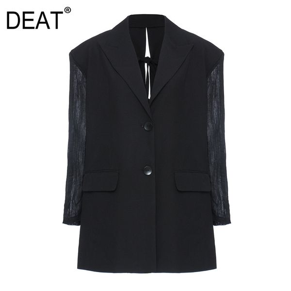 deat new spring and summer fashion casual button loose back open back lace up pleated sleeve blazer coat women sh640 210428, White;black
deat new spring and summer fashion casual button loose back open back lace up pleated sleeve blazer coat women sh640 210428, White;black