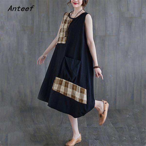 sleeveless plus size cotton linen vintage plaid dresses for women casual loose midi woman summer dress elegant clothes 210517, Black;gray
sleeveless plus size cotton linen vintage plaid dresses for women casual loose midi woman summer dress elegant clothes 210517, Black;gray