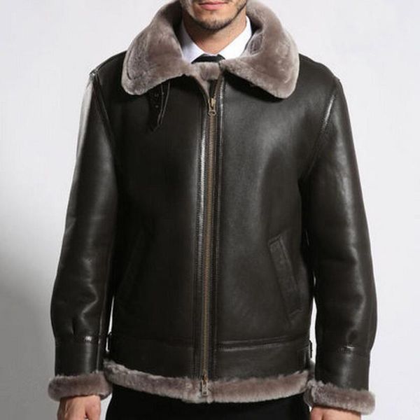 men's leather & faux men sheepskin bomber jacket winter jackets genuine coat shearling outerwear clothes coats 1636, Black
men's leather & faux men sheepskin bomber jacket winter jackets genuine coat shearling outerwear clothes coats 1636, Black