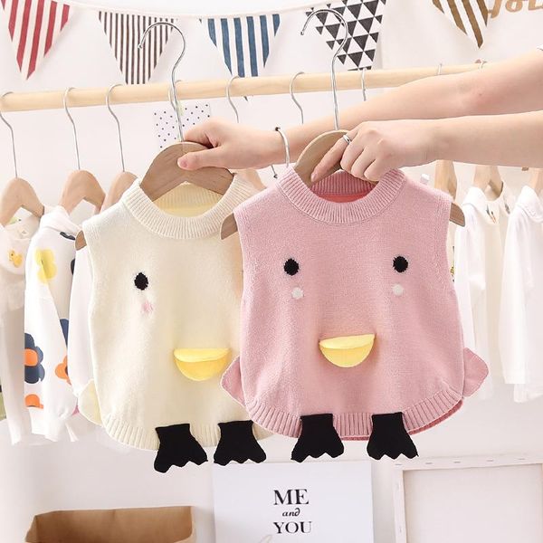 waistcoat 2021 autumn children woolen vest pullover sweater baby kids cartoon duck knitted waistcoats for girls and boys clothes, Camo