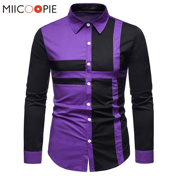 vintage purple designer men shirt 2021 korean patchwork long sleeve male cotton business dress shirts, White;black
vintage purple designer men shirt 2021 korean patchwork long sleeve male cotton business dress shirts, White;black