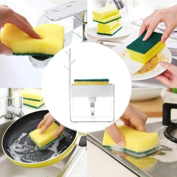 2-in-1 soap pump dispenser with sponge holder liquid container hand press box organizer kitchen cleaner tools
2-in-1 soap pump dispenser with sponge holder liquid container hand press box organizer kitchen cleaner tools