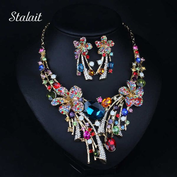 2019 new austrian crystal jewelry luxury big colorful flower wedding bridal jewelry set statement necklace earrings h1022, Silver
2019 new austrian crystal jewelry luxury big colorful flower wedding bridal jewelry set statement necklace earrings h1022, Silver