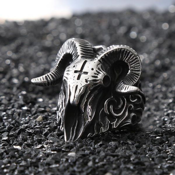 cluster rings gothic lucifer vintage satan sheep for men punk hip hop stainless steel skull men's ring fashion jewelry gift, Golden;silver
cluster rings gothic lucifer vintage satan sheep for men punk hip hop stainless steel skull men's ring fashion jewelry gift, Golden;silver