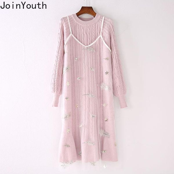 casual dresses joinyouth maxi dress sweet knitted women loose ribbed korean set gauze sequined sling robe 2021 autumn femme roupas, Black;gray
casual dresses joinyouth maxi dress sweet knitted women loose ribbed korean set gauze sequined sling robe 2021 autumn femme roupas, Black;gray