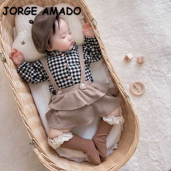 korean style spring baby girls 2-pcs sets long sleeves plaid shirt + bodysuit ruffles skirt kids clothes e203 210610, White
korean style spring baby girls 2-pcs sets long sleeves plaid shirt + bodysuit ruffles skirt kids clothes e203 210610, White