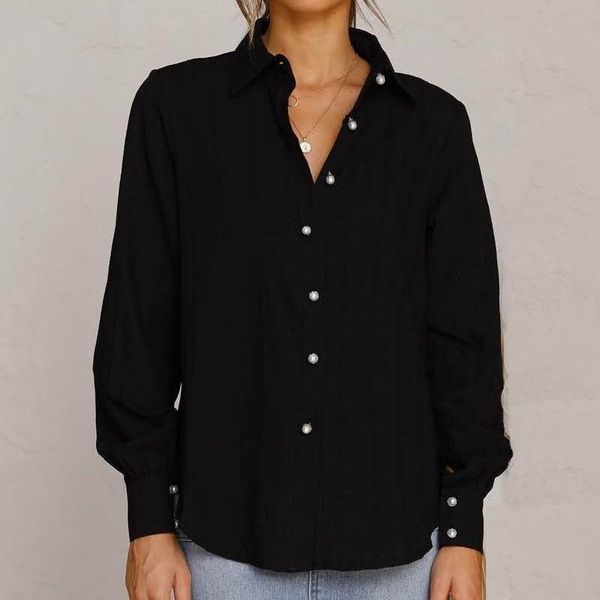 women's blouses & shirts women black shirt autumn 2021 fashion pearl button decoration modern lady long sleeve blouse, White
women's blouses & shirts women black shirt autumn 2021 fashion pearl button decoration modern lady long sleeve blouse, White