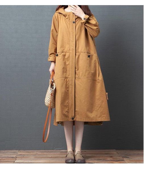 women's trench coats women hooded long trend coat hoodies fashion jacket sleeves outwear casual loose vintage with pockets, Tan;black
women's trench coats women hooded long trend coat hoodies fashion jacket sleeves outwear casual loose vintage with pockets, Tan;black