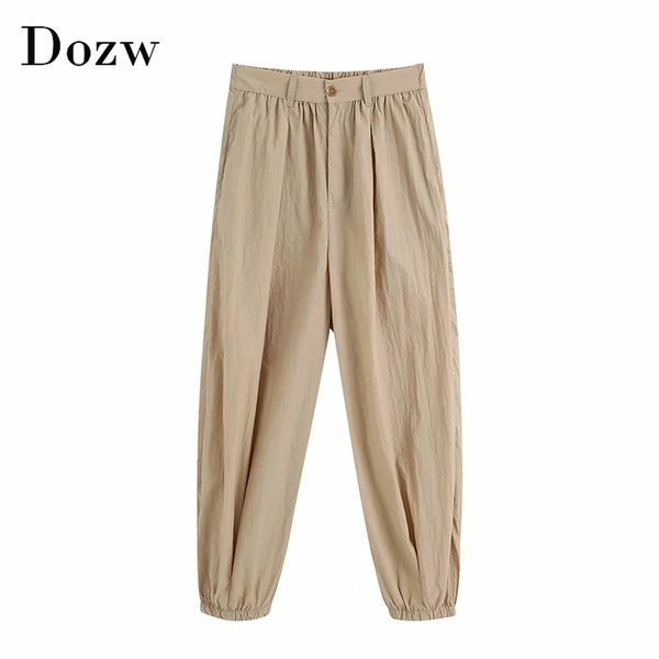 women solid casual pleated pants fashion high waist zipper fly trousers elastic khaki pantalones mujer 210515, Black;white
women solid casual pleated pants fashion high waist zipper fly trousers elastic khaki pantalones mujer 210515, Black;white