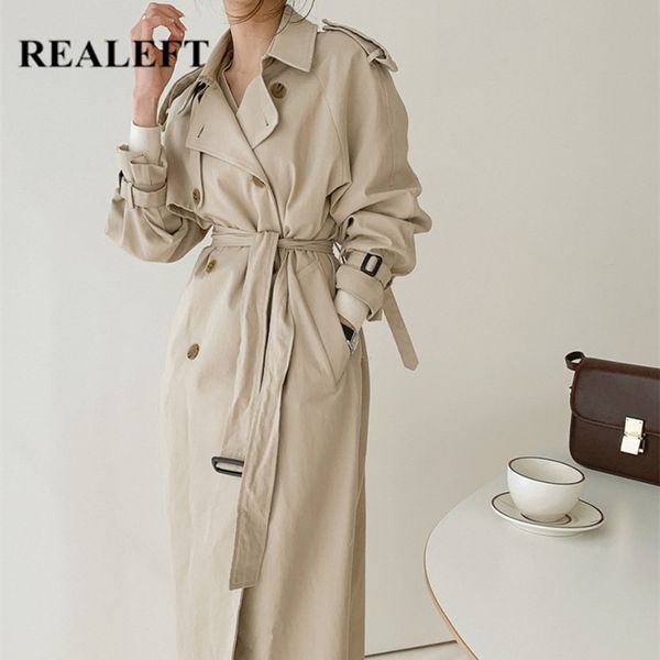 autumn winter casual double breasted coats simple classic long trench with belt chic female windbreaker 210428, Tan;black
autumn winter casual double breasted coats simple classic long trench with belt chic female windbreaker 210428, Tan;black