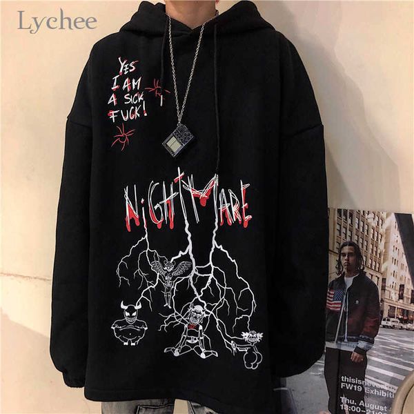lychee harajuku loose casual female hoodies pullovers graffiti devil letter women hooded sweatshirt autumn lady sweatshirts 210930, Black
lychee harajuku loose casual female hoodies pullovers graffiti devil letter women hooded sweatshirt autumn lady sweatshirts 210930, Black