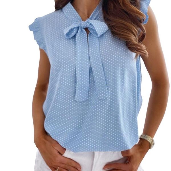 women's t-shirt elegant polka dot printed ruffle women shirt female bow lace up sleeveless office work fashion 2021 summer vintage, White
women's t-shirt elegant polka dot printed ruffle women shirt female bow lace up sleeveless office work fashion 2021 summer vintage, White