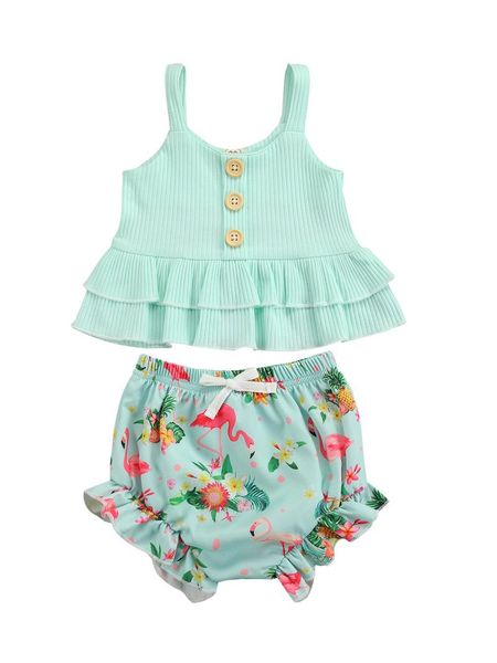 clothing sets 2 pcs infant summer outfits baby girl sleeveless solid color u-shaped neck ruffle tank + flamingo print shorts, White
clothing sets 2 pcs infant summer outfits baby girl sleeveless solid color u-shaped neck ruffle tank + flamingo print shorts, White