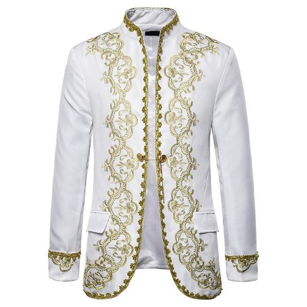 men's suits & blazers white embroidery suit blazer 2021 autumn business wedding tuxedo jacket men slim fit stage promo costume homme, White;black
men's suits & blazers white embroidery suit blazer 2021 autumn business wedding tuxedo jacket men slim fit stage promo costume homme, White;black