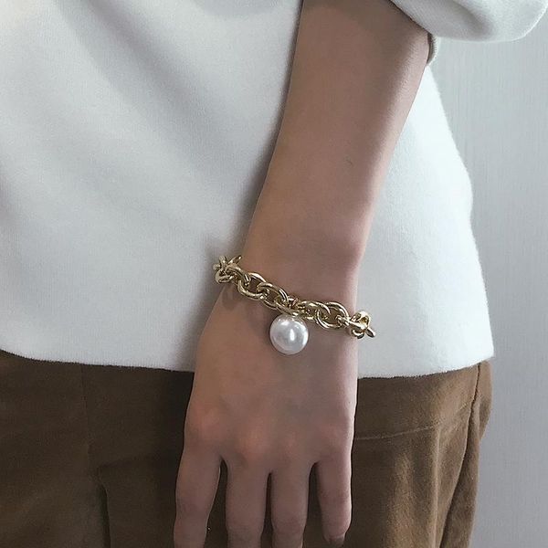 simple gold color round circle white pearl ball bohemian bracelet women bangle party gift metal thick chain hand jewelry link,, Black
simple gold color round circle white pearl ball bohemian bracelet women bangle party gift metal thick chain hand jewelry link,, Black
