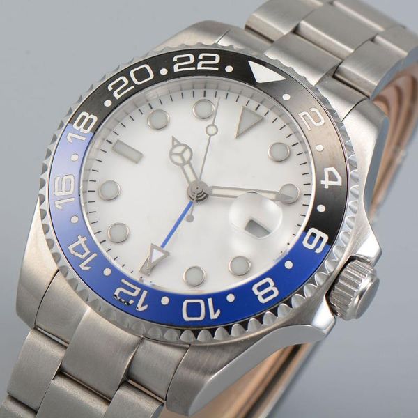 wristwatches 43mm white dial ceramic bezel blue gmt pointer sapphire luminous watch face marks automatic movement men's, Slivery;brown
wristwatches 43mm white dial ceramic bezel blue gmt pointer sapphire luminous watch face marks automatic movement men's, Slivery;brown