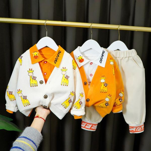clothing sets 2021spring autumn baby boys coat tshirt and pant, White 
clothing sets 2021spring autumn baby boys coat tshirt and pant, White