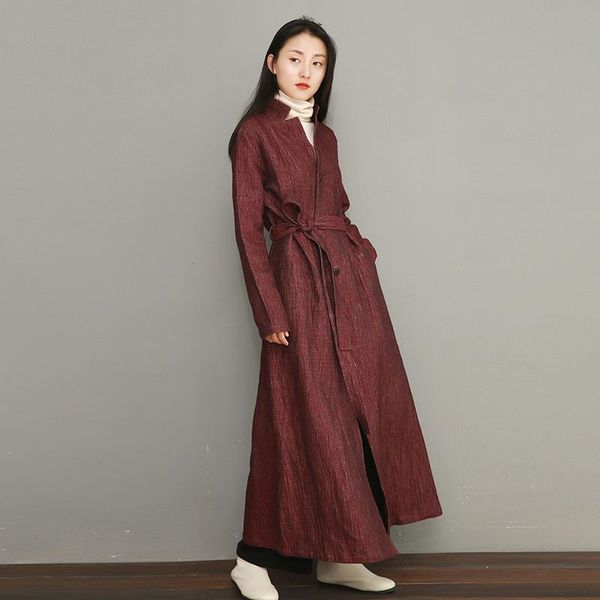 women's trench coats women autumn spring cotton linen long coat ladies outerwear female vintage oat 2021, Tan;black
women's trench coats women autumn spring cotton linen long coat ladies outerwear female vintage oat 2021, Tan;black