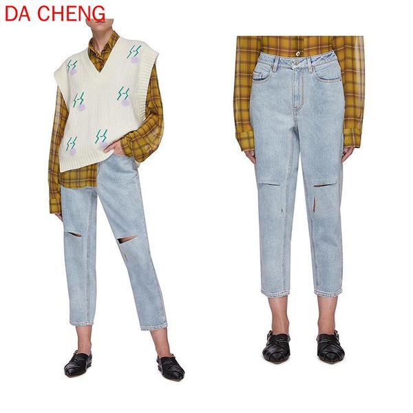 women's jeans spring high-waisted light blue straight-leg pants with high trimmed legs and cut letters printed nine-point women
women's jeans spring high-waisted light blue straight-leg pants with high trimmed legs and cut letters printed nine-point women