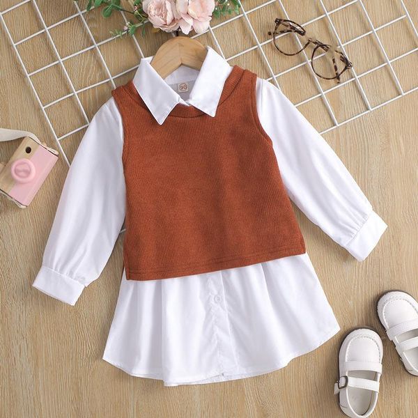 girl's dresses baby girl shirt dress knitted vest 2 pcs outfits spring autumn fashion princess costume 2-6 years cute children's c, Red;yellow
girl's dresses baby girl shirt dress knitted vest 2 pcs outfits spring autumn fashion princess costume 2-6 years cute children's c, Red;yellow