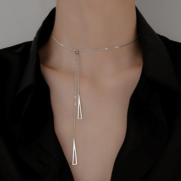 chains women's fashion choker necklace creative geometric triangle pendant adjustable clavicle chain neck jewelry gift, Silver
chains women's fashion choker necklace creative geometric triangle pendant adjustable clavicle chain neck jewelry gift, Silver