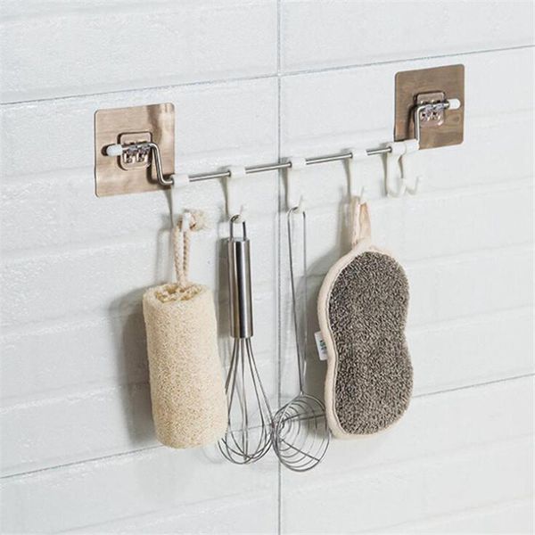 bathroom storage & organization 6 hooks towel rack straight stainless steel kitchen wall hanging strong seamless stickers
bathroom storage & organization 6 hooks towel rack straight stainless steel kitchen wall hanging strong seamless stickers