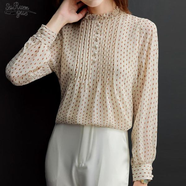 women's blouses & shirts chiffon blouse soft polka dot fashion women plus size 4xl long sleeve loose office lady feminine 11859, White
women's blouses & shirts chiffon blouse soft polka dot fashion women plus size 4xl long sleeve loose office lady feminine 11859, White