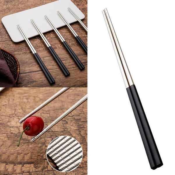 chopsticks 1 pair 304 stainless steel black korean cutlery chop china stick flatware tableware non-slip x5b3
chopsticks 1 pair 304 stainless steel black korean cutlery chop china stick flatware tableware non-slip x5b3