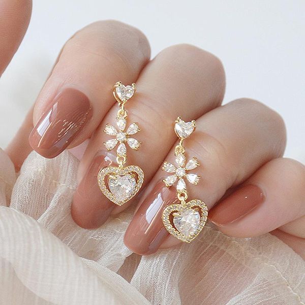korea fashion jewelry exquisite 14k real gold plated zircon earring flower love pendant luxury women's wedding party dangle & chandelie, Silver
korea fashion jewelry exquisite 14k real gold plated zircon earring flower love pendant luxury women's wedding party dangle & chandelie, Silver
