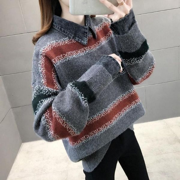 women's sweaters autumn winter sweater women o-neck knitted loose striped jumpers full warm chic cashmere basic wool soft female knitwe, White;black
women's sweaters autumn winter sweater women o-neck knitted loose striped jumpers full warm chic cashmere basic wool soft female knitwe, White;black