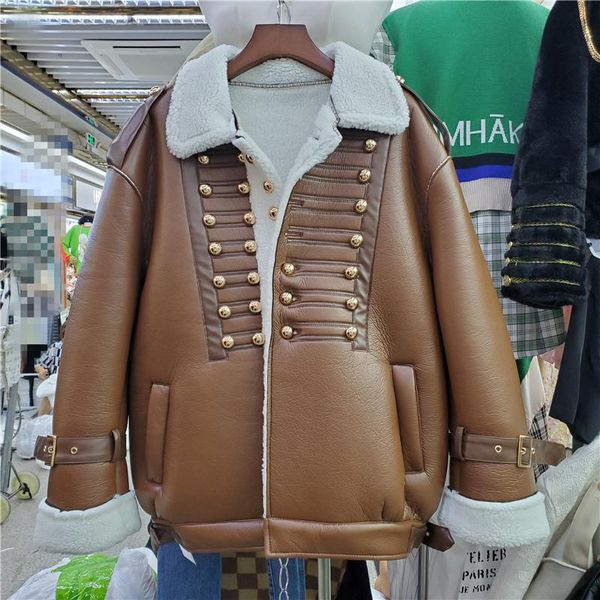 women's leather & faux streetwear short coat autumn 2021 vintage double breasted pu jacket loose plus velvet warm female korean, Black
women's leather & faux streetwear short coat autumn 2021 vintage double breasted pu jacket loose plus velvet warm female korean, Black