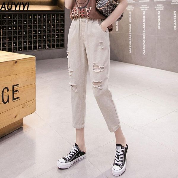 summer fashion plus size women's products loose cotton jeans high waist ripped casual pants harem auyiyi & capris, Black;white
summer fashion plus size women's products loose cotton jeans high waist ripped casual pants harem auyiyi & capris, Black;white