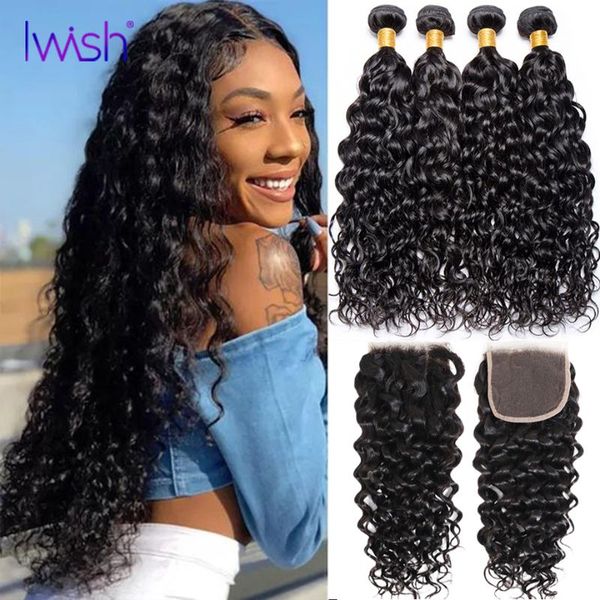 human hair bulks water wave bundles with closure brazilian extension 3 4 4Ã4 remy, Black
human hair bulks water wave bundles with closure brazilian extension 3 4 4Ã4 remy, Black