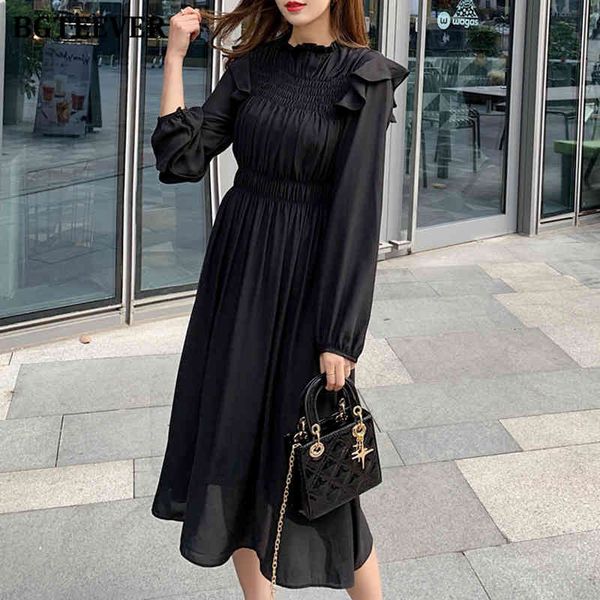 dresses elegant o-neck ruffles women summer autumn elastic waist female solid a-line dress midi vestidos femme 643z, Black;gray
dresses elegant o-neck ruffles women summer autumn elastic waist female solid a-line dress midi vestidos femme 643z, Black;gray
