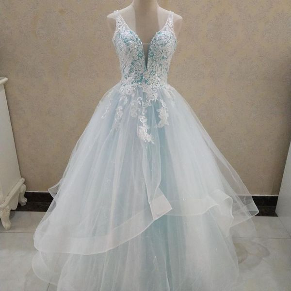 other wedding dresses elegant a-line v-neck blue lace appliques dress ruffles tiered boho beach gowns custom ball gown, White
other wedding dresses elegant a-line v-neck blue lace appliques dress ruffles tiered boho beach gowns custom ball gown, White