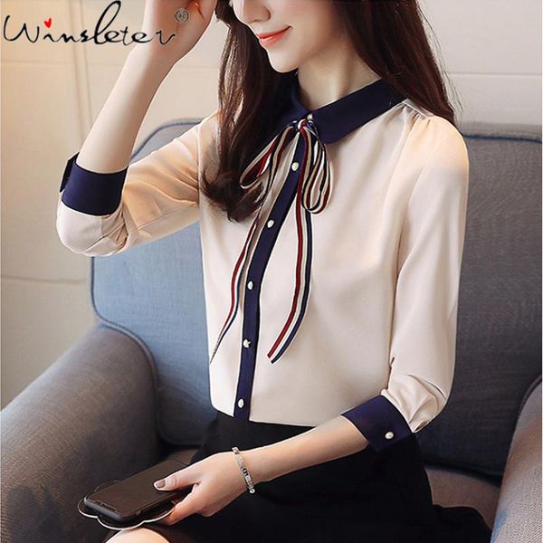 women's blouses & shirts women chiffon 2021 autumn ribbon long sleeve turn-down collar single-breasted korean style t07203k, White
women's blouses & shirts women chiffon 2021 autumn ribbon long sleeve turn-down collar single-breasted korean style t07203k, White
