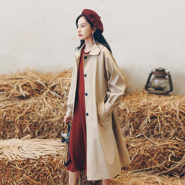 women's trench coats 2021 windbreaker middle school long korean loose coat female fashion autumn big size over knee for women, Tan;black
women's trench coats 2021 windbreaker middle school long korean loose coat female fashion autumn big size over knee for women, Tan;black