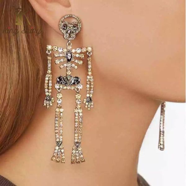 punk shiny crystal skeleton frame dangle earrings for woman elegant sparkly rhinestone statement drop earring girl party brincos & chandelie, Silver
punk shiny crystal skeleton frame dangle earrings for woman elegant sparkly rhinestone statement drop earring girl party brincos & chandelie, Silver