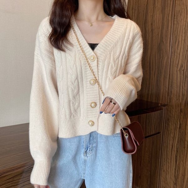 sweater women 2021 new women's korean version spring and autumn wear solid color twist sweater cardigan coat, White;black
sweater women 2021 new women's korean version spring and autumn wear solid color twist sweater cardigan coat, White;black