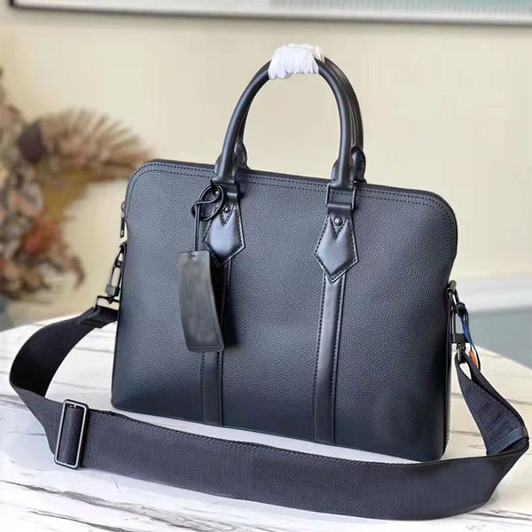 

Luxury briefcase Men business Bag computer bag designer genuine leather laptop bags Letter Zipper messenger With Nameplates Totes Multifunctional Handbag Black, Extra shipping(not for sale)