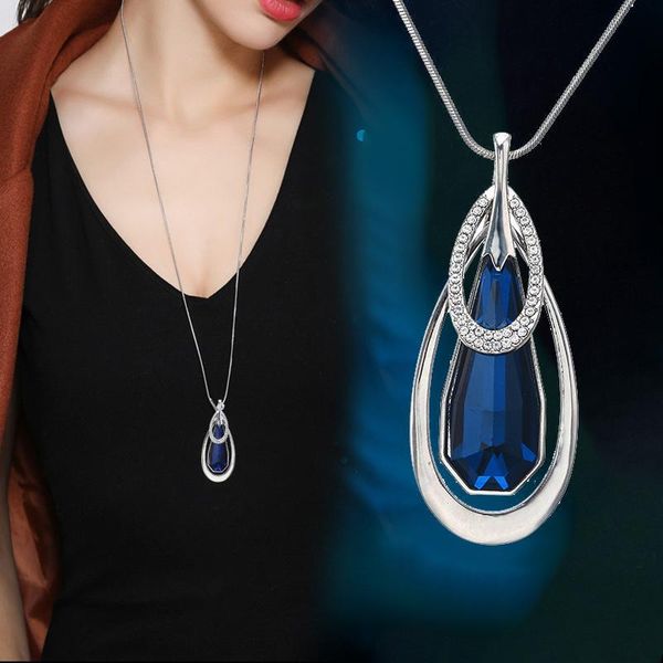 pendant necklaces trendy women's female sweater chain long necklace fashion jewelry double layer water drop 2021, Silver
pendant necklaces trendy women's female sweater chain long necklace fashion jewelry double layer water drop 2021, Silver