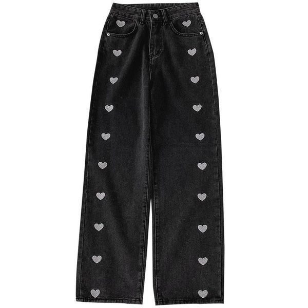 women jeans 2021 spring heart embroidery streetwear high waist wide leg long pants vintage casual baggy straight denim trouser women's, Blue
women jeans 2021 spring heart embroidery streetwear high waist wide leg long pants vintage casual baggy straight denim trouser women's, Blue