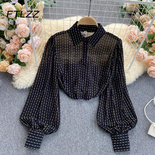 women's blouses & shirts chiffon polka dot women button up black streetwear shirt woman fall french retro lantern sleeve loose ladies, White
women's blouses & shirts chiffon polka dot women button up black streetwear shirt woman fall french retro lantern sleeve loose ladies, White