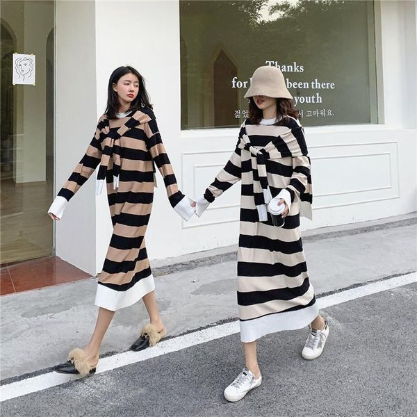 casual dresses two-piece shawl knitted dress loose outer wear mid-length striped woolen, Black;gray
casual dresses two-piece shawl knitted dress loose outer wear mid-length striped woolen, Black;gray